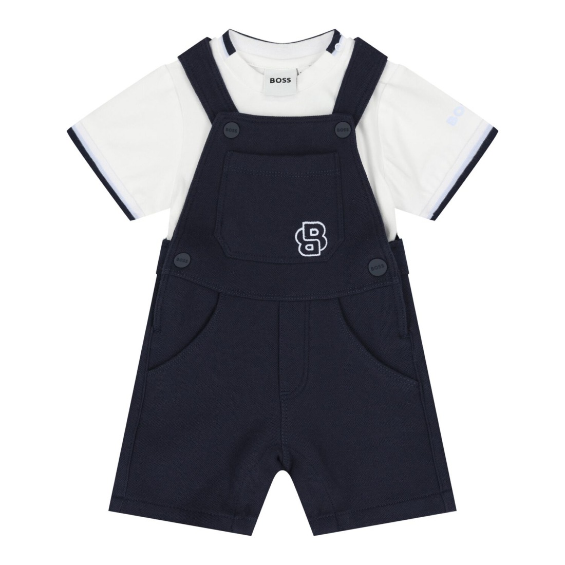 Salopette marine avec t-shirt blanc – BOSS Baby Garçon - 9